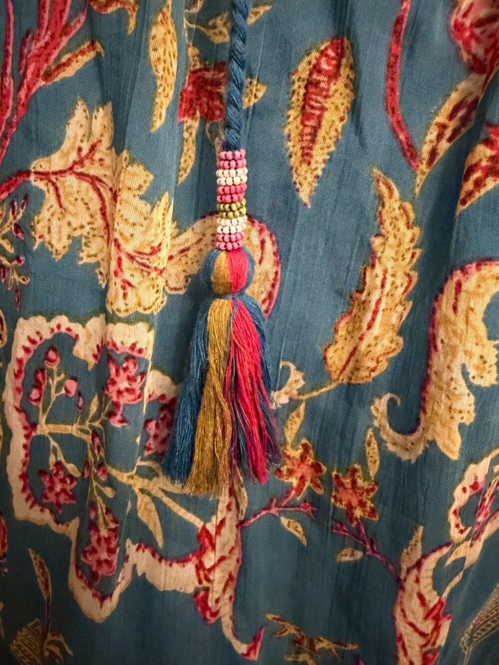 SOFT SURROUNDINGS teal blue floral boho tunic top (XL) - Picture 6 of 9
